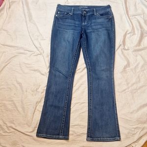 maurices mid rise boot cut jeans womens 9 / 10 r stretch denim pants